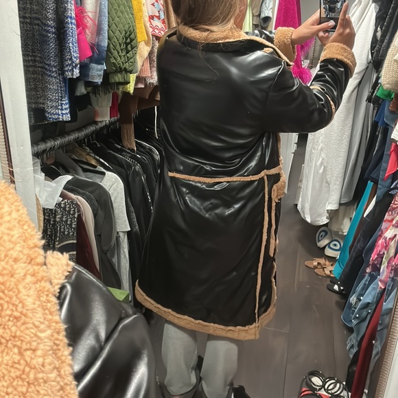 Teddy Paneled/Sherpa Lined Faux Leather Coat - Picture 7 of 7